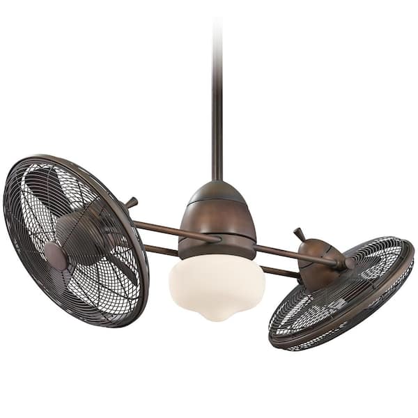 MINKA-AIRE Gyro 42 in. Integrated LED Indoor Restoration Bronze Ceiling Fan with Wall Control