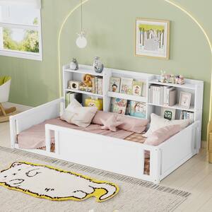 Qualler Cream White Wood Frame Twin XL Upholstered Platform Bed