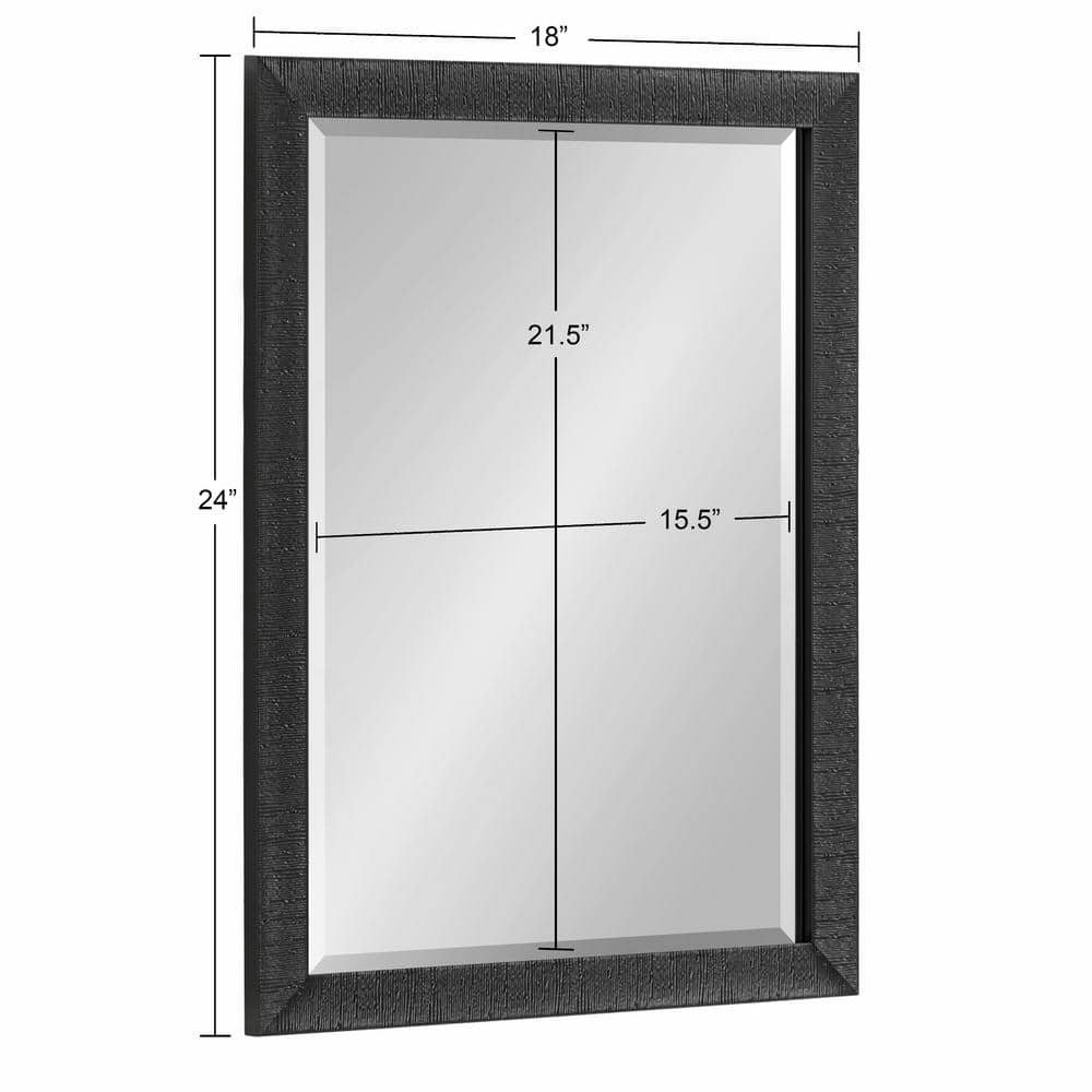 Reyna 18x24 Black Ribbed Rectangle Wall Mirror