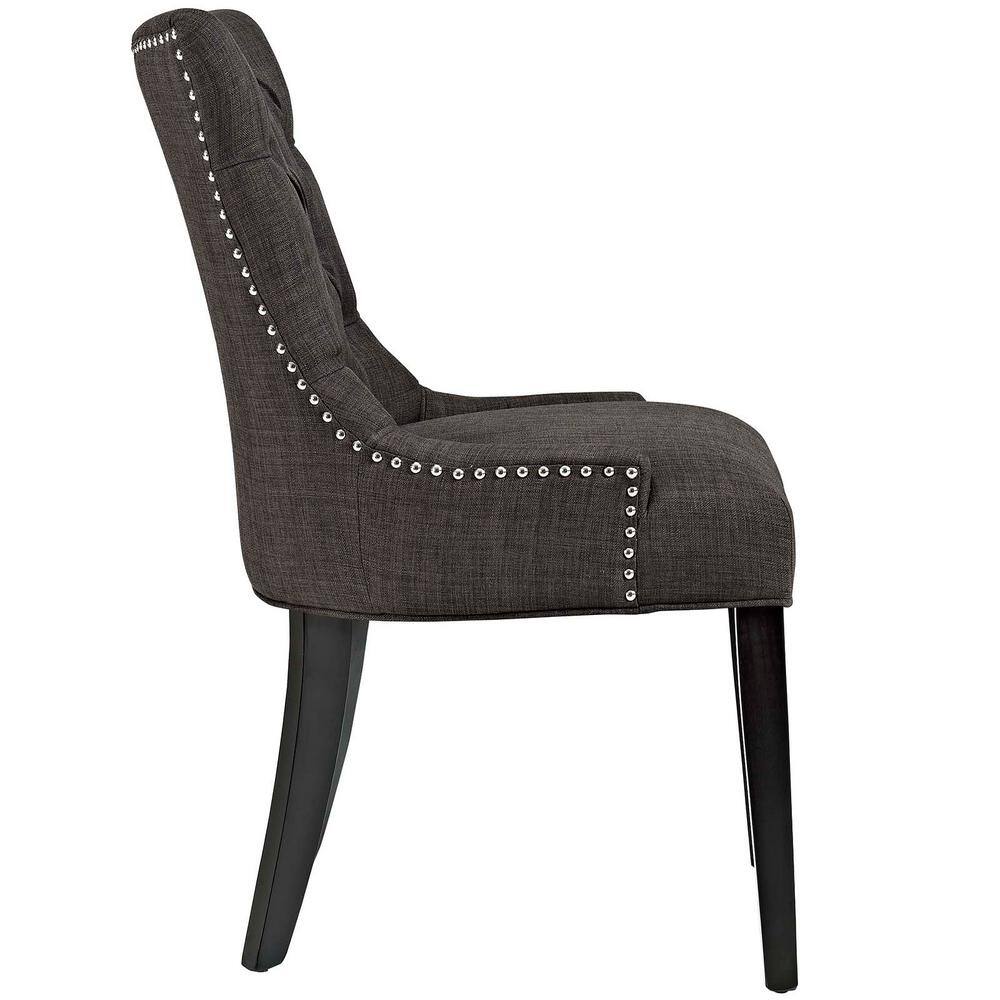Regal Elegance Brown Upholstered Parsons Side Chair with Nailhead Trim