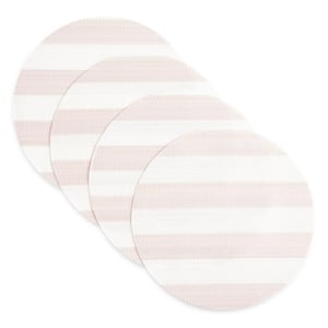 Basic Cabana Stripe 15 in. Beige Polyester Indoor/Outdoor Placemat (Set of 4)