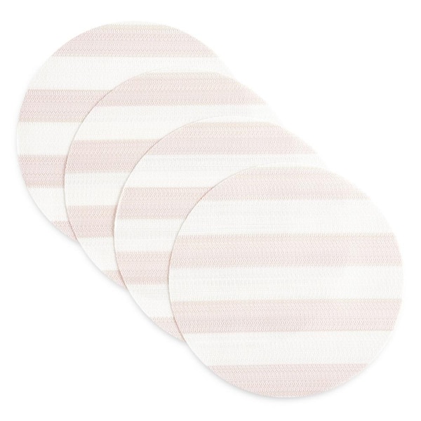 TOWN & COUNTRY LIVING Basic Cabana Stripe 15 in. Beige Polyester Indoor/Outdoor Placemat (Set of 4)