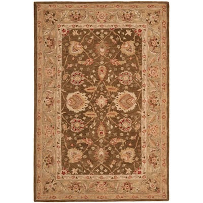 SAFAVIEH Anatolia Brown/Green 9 ft. x 12 ft. Border Area Rug AN512F-9 ...