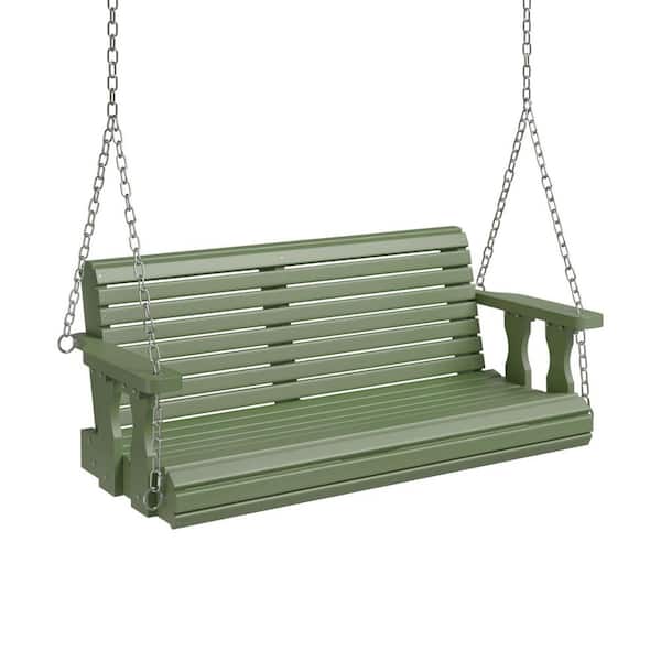 2-Person Green Wood Porch Swing with Chains