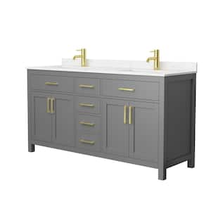 Beckett 66 in. W x 22 in. D x 35 in. H Double Sink Bathroom Vanity in Dark Gray with Carrara Cultured Marble Top