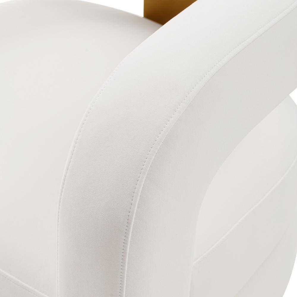White Velvet Geometric Accent Chair with Gold Legs