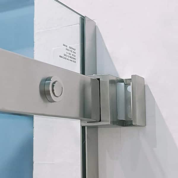 Staykiwi 60 in. W x 75 in. H Sliding Semi-Frameless Shower Door in Brushed Nickel Finish with Clear Glass