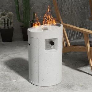22 in. 40,000 BTU Concrete Propane Outdoor Fire Pit Table with Lid