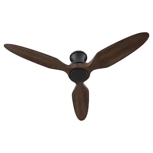 VELETA 56 in. Matte Black HUGGER Ceiling Fan with LED Light Kit with Satin Opal Diffuser