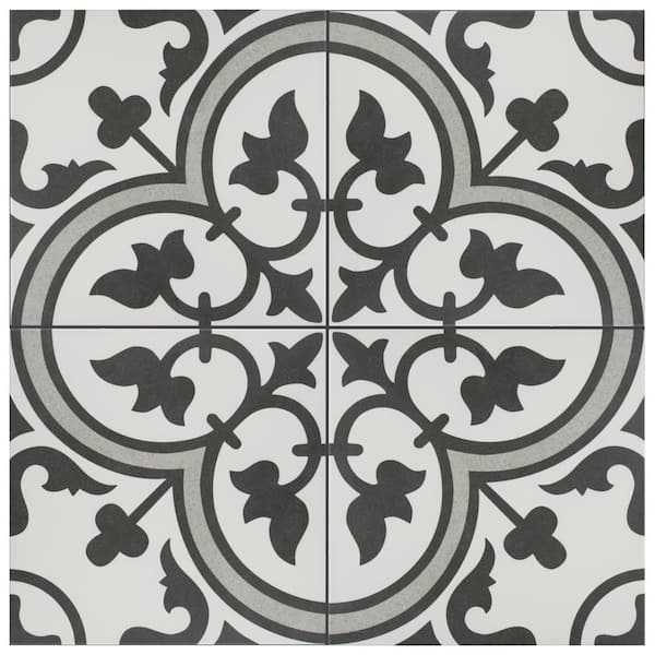 Merola Tile Arte Grey Encaustic 9 3 4, Spanish Floor Tile Home Depot