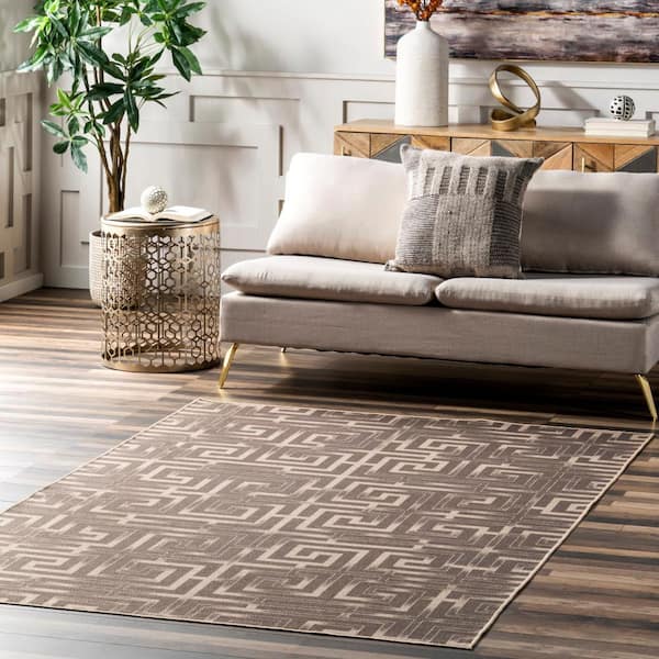 Sufia Geometric Easy-Jute Machine Washable Area Rug Natural 5 ft. x 8 ft. Area Rug