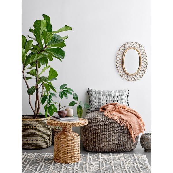 Natural Bamboo Oval Full-Length Wall Mirror