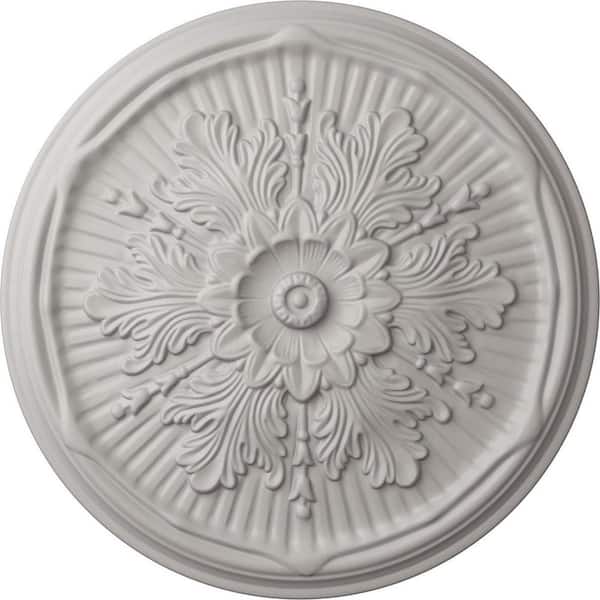 Ekena Millwork 21 in. x 2 in. Luton Urethane Ceiling Medallion (Fits Canopies upto 3-1/2 in.), Ultra Pure White