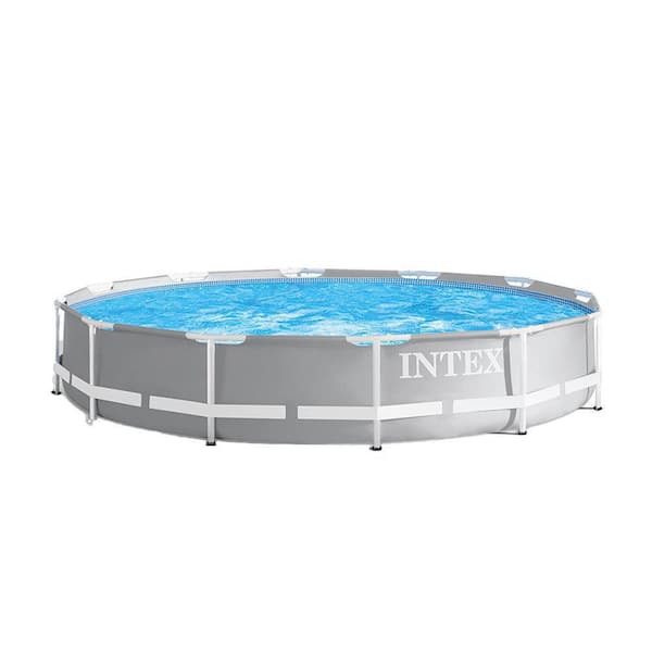 Intex 26711EH + 28065E 12 Foot Prism Frame Above Ground Swimming Pool w/Pump & Pool Ladder - 2