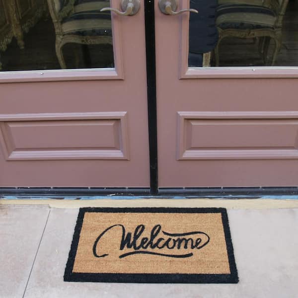 Rubber-Cal Contemporary Welcome Home Mats - 18 x 30 Inches - Natural Coir Matting