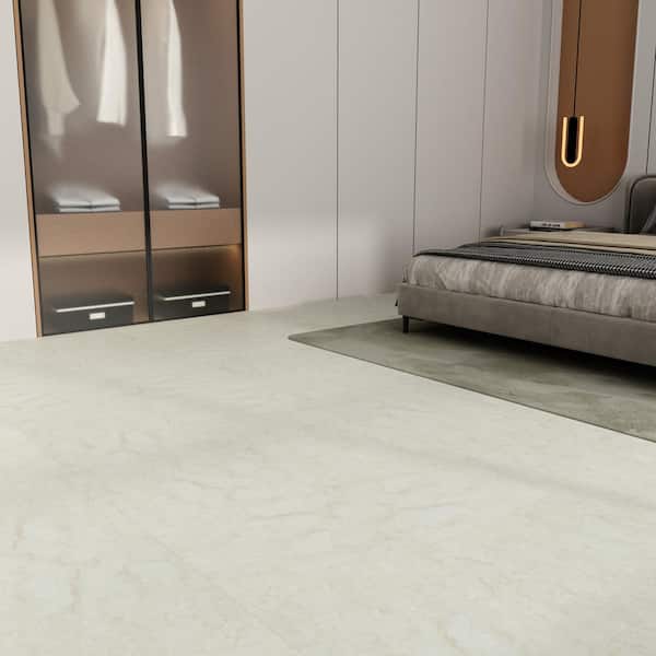 24 Tiles White Marble 4 MIL x 18" x 18" Water Resistant Peel and Stick Vinyl Plank Flooring for Bedroom(54 sq. ft./Box)