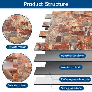 Red Marble 12 in. x 12 in. PVC Peel and Stick Tile Backsplash (5 sq. ft./5 Sheets)