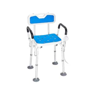 15.6 in. D x 18.5 in. W x 28.5 in. H Free-standing Walk In Shower Seat in Blue with Padded Arms & Back