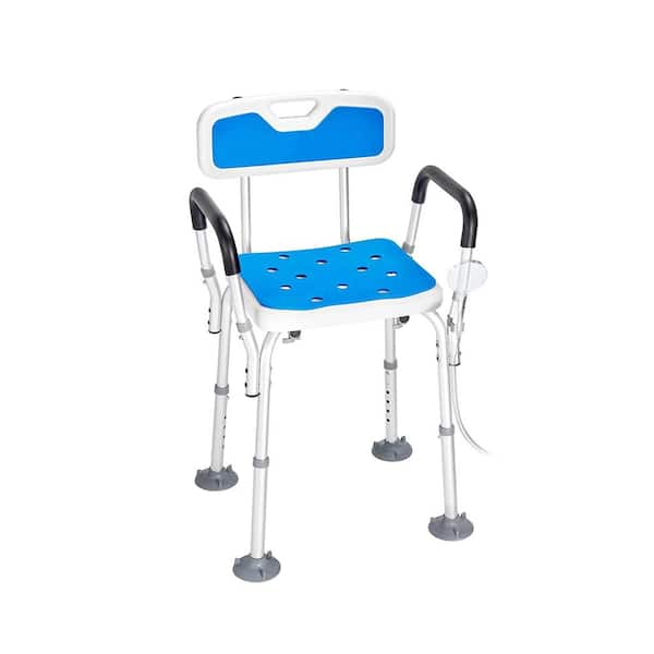 15.6 in. D x 18.5 in. W x 28.5 in. H Free-standing Walk In Shower Seat in Blue with Padded Arms & Back