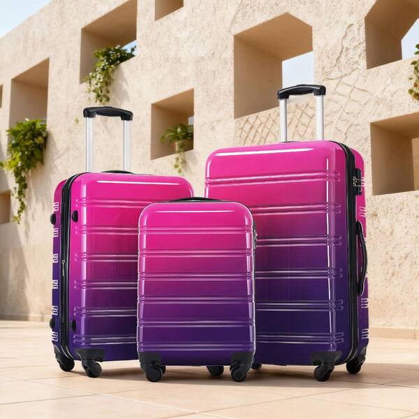 LIVACA 3-Piece Purple Pink Gradient Polycarbonate Hardshell