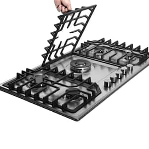 36 in. 5-Burners Recessed Gas Cooktop in Stainless Steel with Dishwasher Safe Grates and LP Convertible