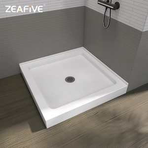 36 in. L x 36 in. W Square Corner Shower Pan Base with Center Drain Shower Bases and Pans in Gloss White for RV/Bathroom