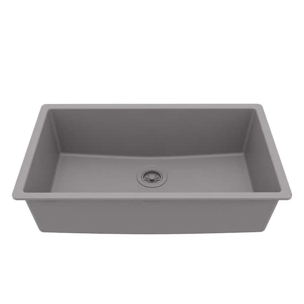 Grey Quartz/Granite 32.5 in. Large Single Bowl Undermount Kitchen Sink