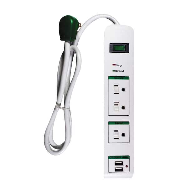 GoGreen Power 3 Outlets Surge Protector w/ 2 USB Ports