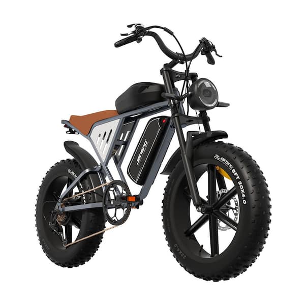 20 in. Electric Bike 48V 34Ah Dual Battery, 750W Powerful Motor in Grey