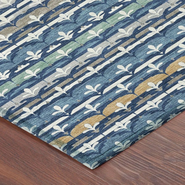 Chantille Machine Washable Indoor/Outdoor Abstract ACN2479 Navy 8 ft. x 10 ft. Area Rug