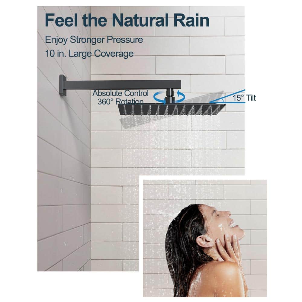 Matte Black Dual Rainfall Shower System with Handheld Spray