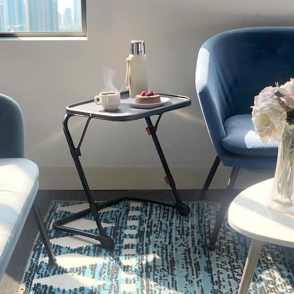 Homy Casa Base Black 21.26 in. W Modern Rectangle Plastic End, Side Table with Adjustable Height for Residential(Capacity 44 lbs.)