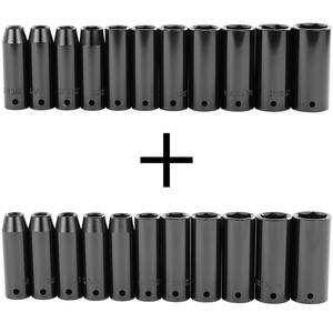 1/2 in. Drive SAE Deep Impact Socket Set and 1/2 in. Drive Metric Deep Impact Socket Set (11-Piece)