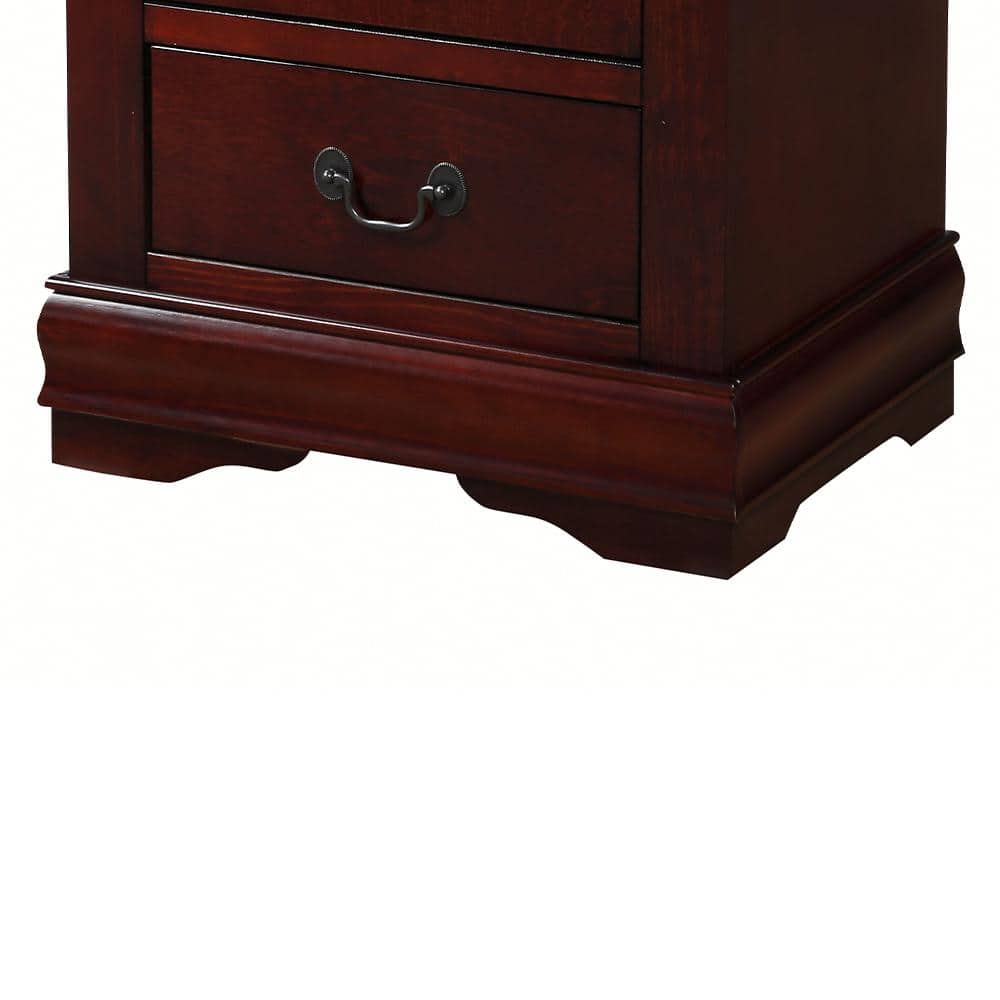 Elegant Cherry Wood Nightstand with Brush Nickel Accents