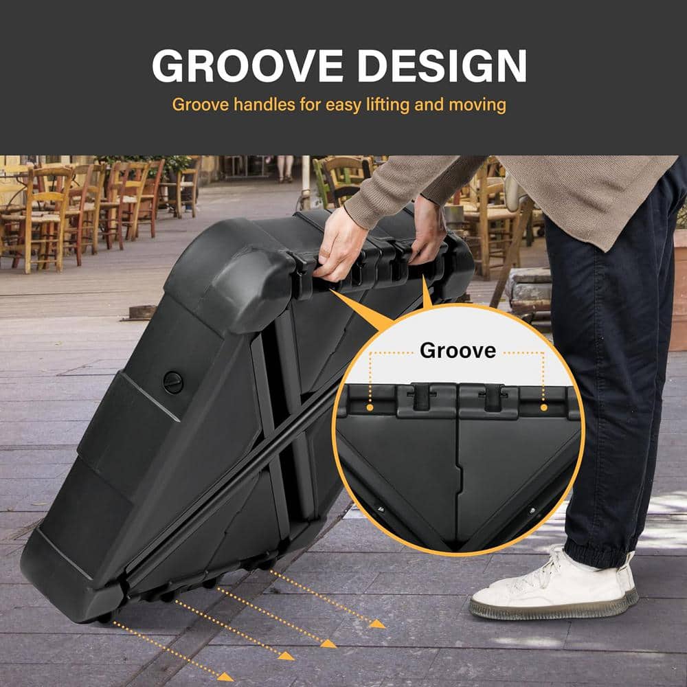 Black Heavy Duty Plastic Wheeled Patio Umbrella Stand, 33" x 33"