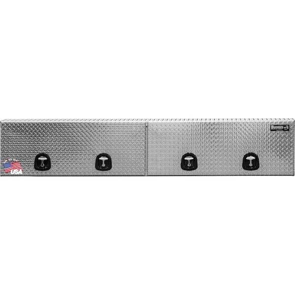 16 in. x 13 in. x 96 in. Diamond Tread Aluminum Top Mount Truck Tool Box with Flip-Up Doors