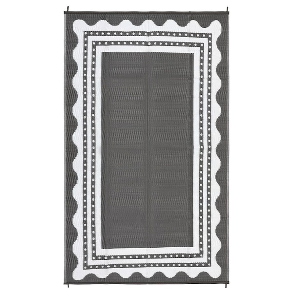 Waterproof Gray 8 ft. x 10 ft. 3-Piece Outdoor Rug Set for Camping, RV, Porch, Backyard, Deck