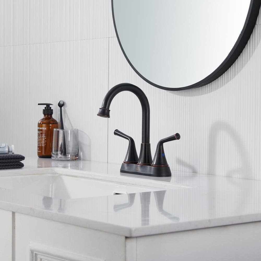 Oil Rubbed Bronze 4-Inch 2-Handle Stainless Steel Bathroom Faucet