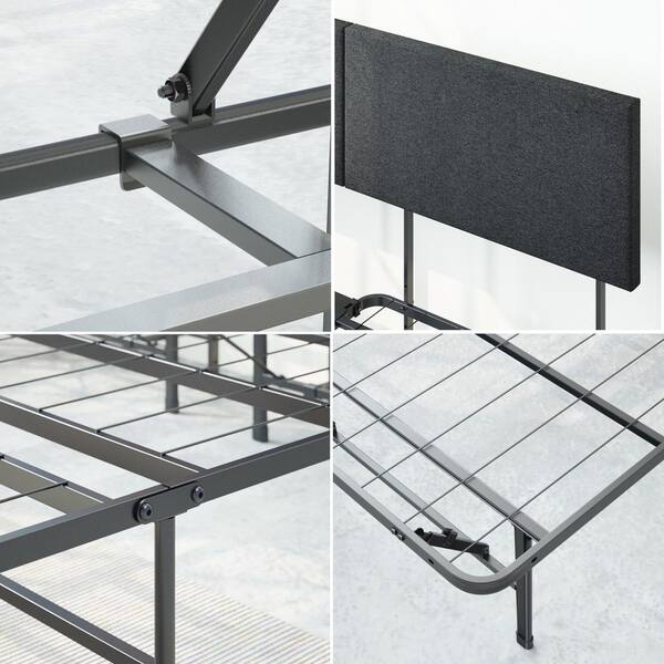 Zinus SmartBase Black California King Metal Bed Frame with