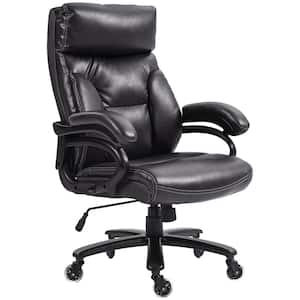 400 lbs. Big and Tall High Back Leather Adjustable Height Ergonomic Executive Office Chair in Black with Arms