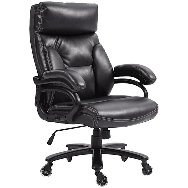 Vinsetto 400 lbs. Big and Tall High Back Leather Adjustable Height Ergonomic Executive Office Chair in Black with Arms