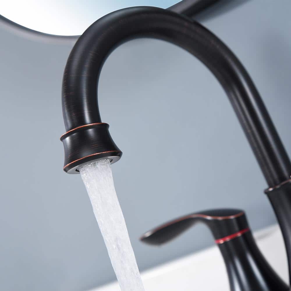 Oil Rubbed Bronze Double Handle Bathroom Faucet with Drain Kit