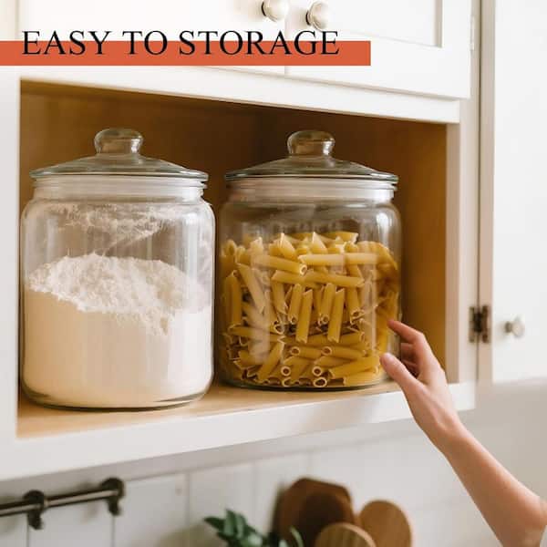 1 Piece Large Glass Jar with Lid, Airtight Glass Storage Containers for Candies, Dry Food, Snacks 1 Gallon