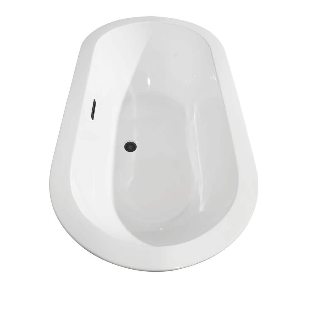 Soho 60'' White Acrylic Freestanding Bathtub with Matte Black Trim