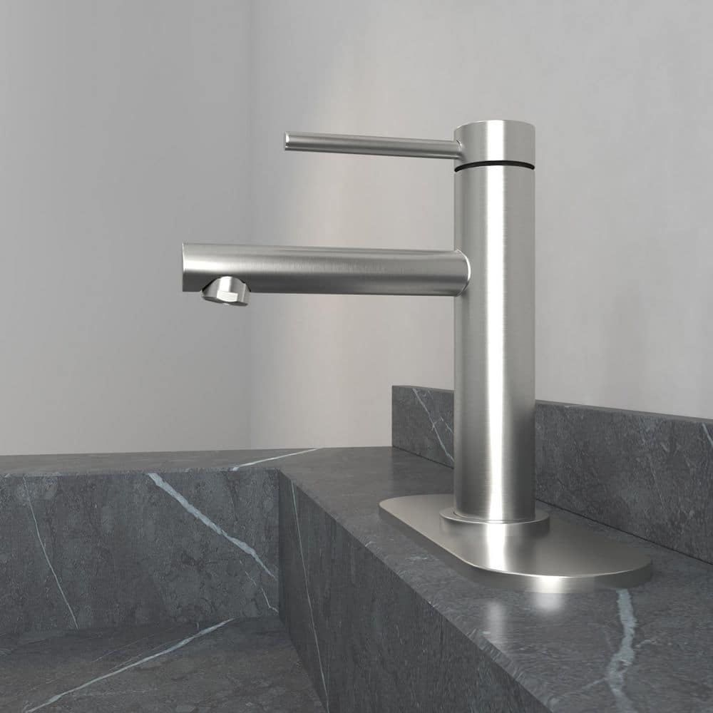 Brushed Nickel Single Handle Low-Arc Bathroom Faucet