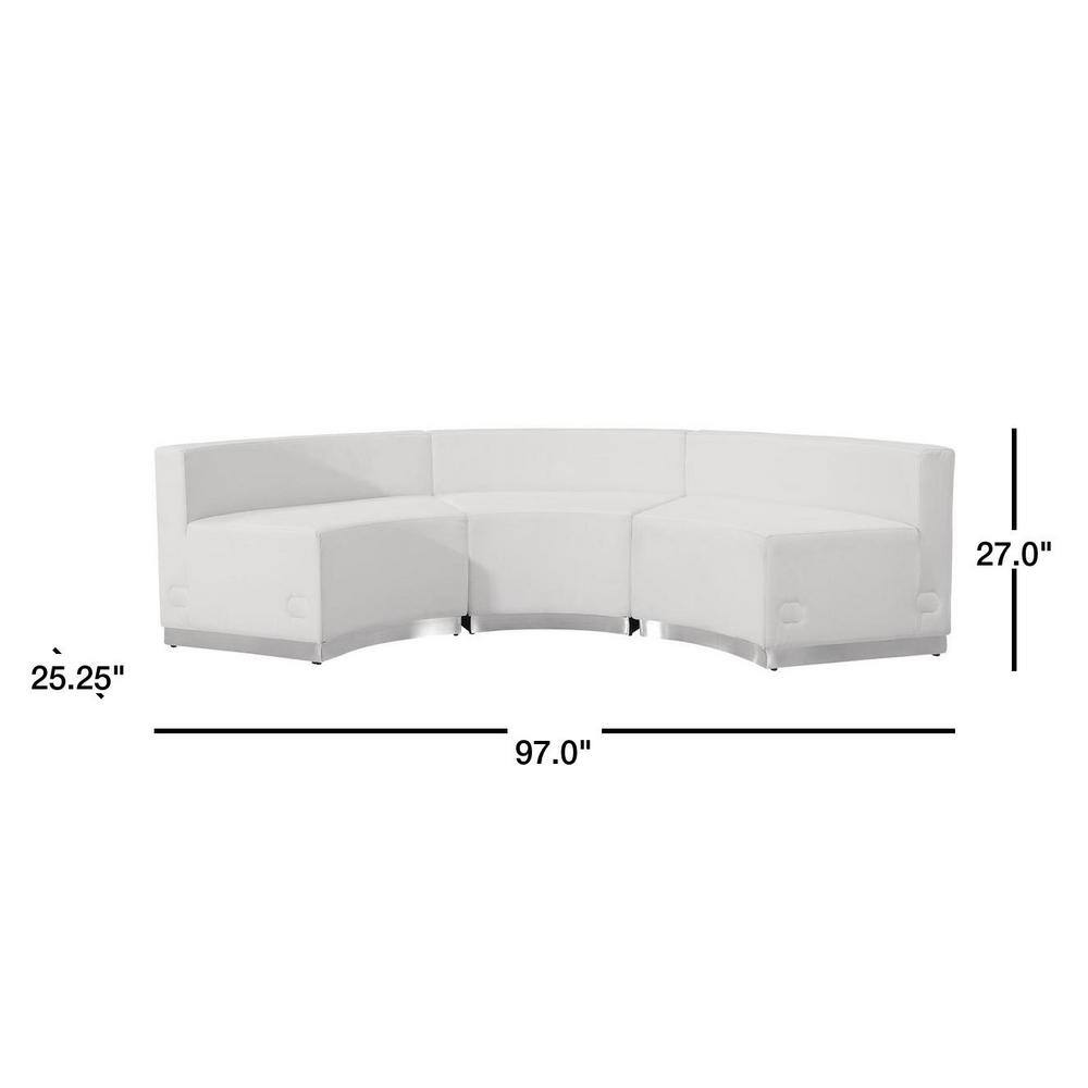 White Faux Leather 3-Piece Reception Seating Set with Wood Frame