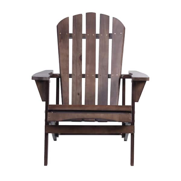 maocao hoom Dark Brown Solid Wood Outdoor Patio Furniture Adirondack Chair