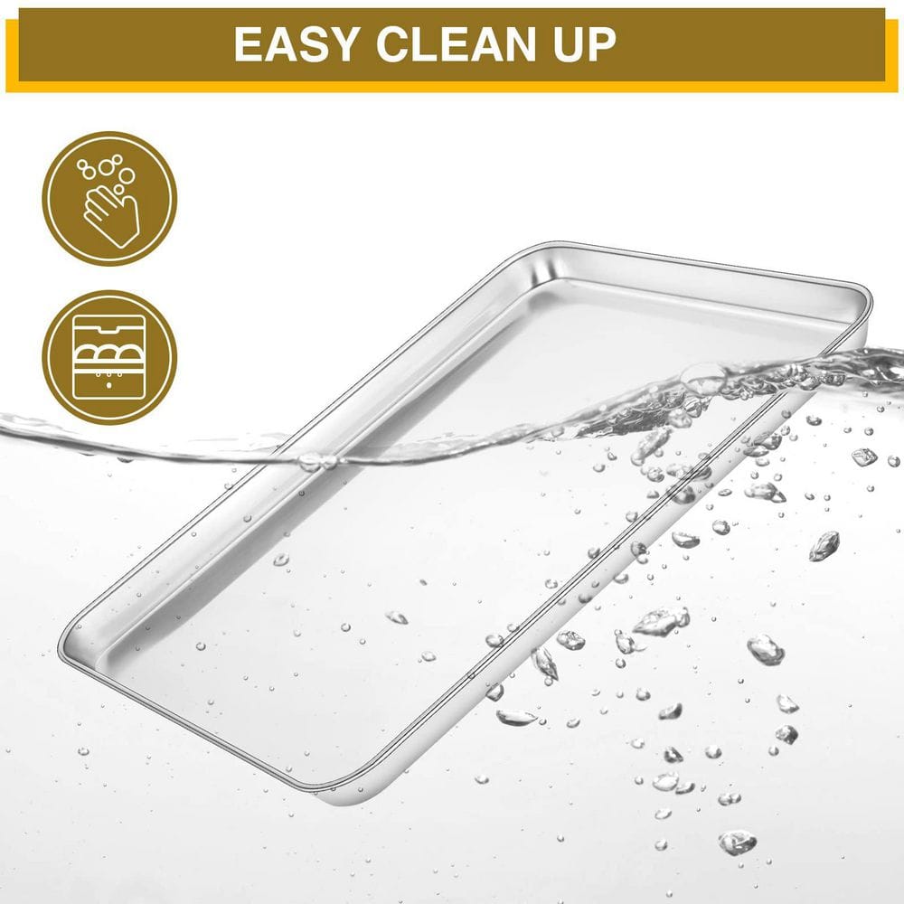 Wudkey 16 in. W x 12 in. D x 1 in. H Warp-Resistant 4-Piece Stainless Steel Baking Sheet & Cooling Rack Set, Non Toxic KS3Y14_3