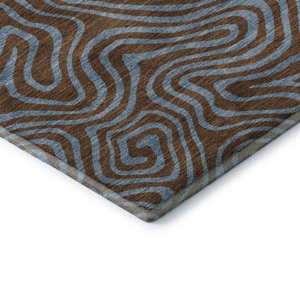 Mayfield Premium Machine Washable Abstract AMF1031 Brown 2 ft. 3 in. x 7 ft. 6 in. Runner Rug