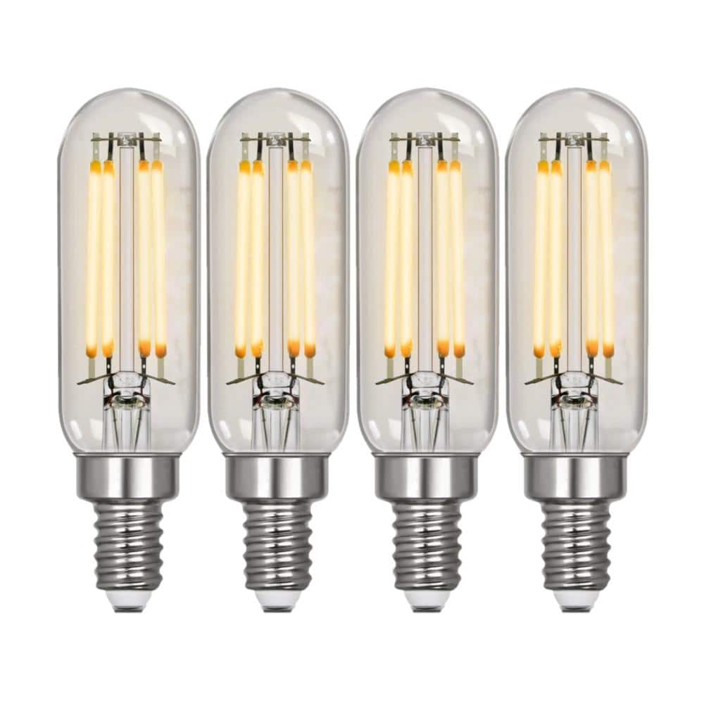 Feit Electric 40-Watt Equivalent T6 Dimmable Straight Filament Clear Glass E12 Candelabra Edison LED Light Bulb, Soft White (4-Pack) -  T640CL927HDRP/4
